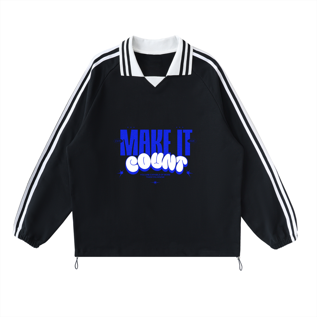 No Limits™ Make It Happen Striped Lapel Collar Sweatshirt