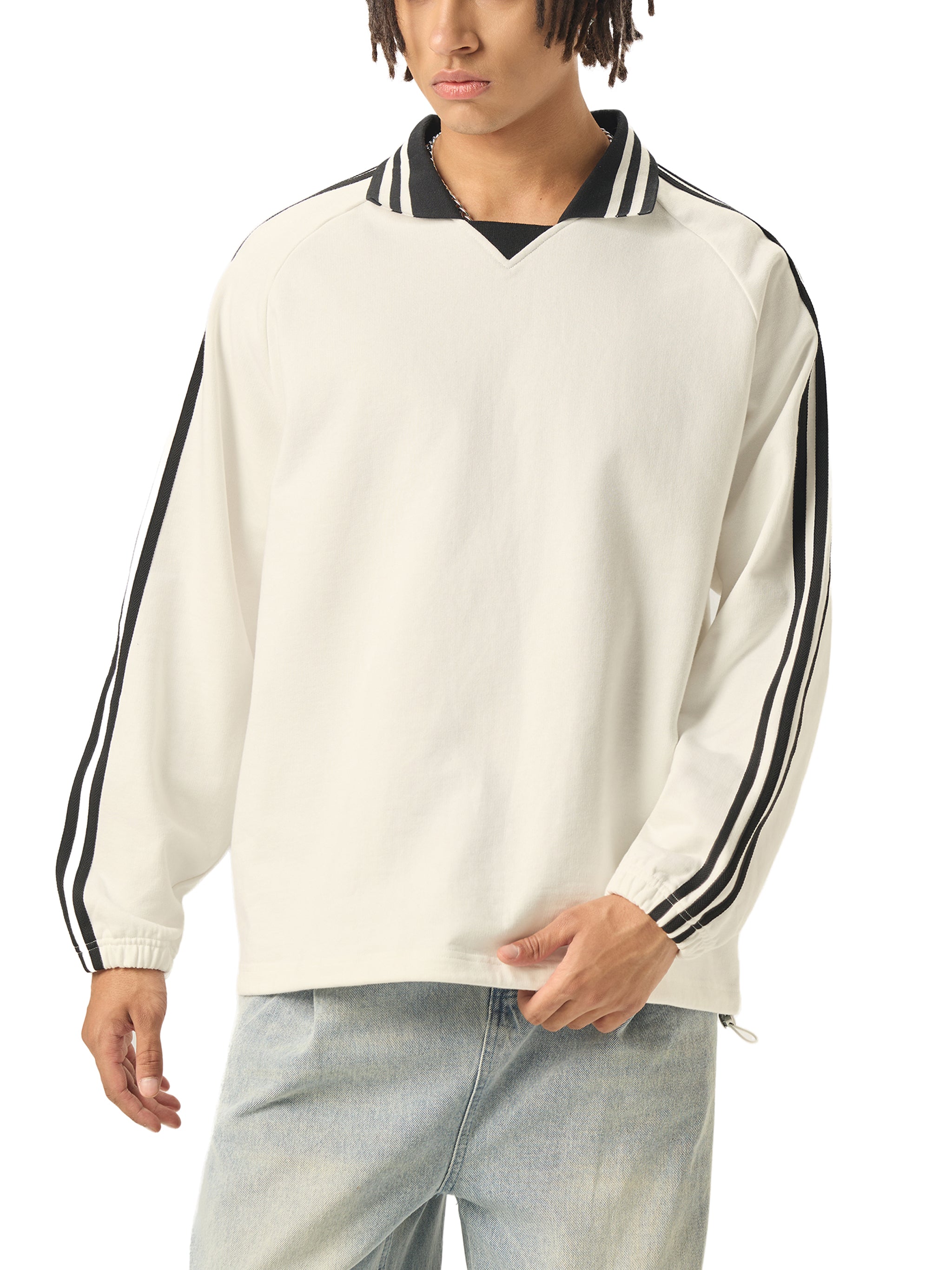 No Limits™ Make It Happen Striped Lapel Collar Sweatshirt